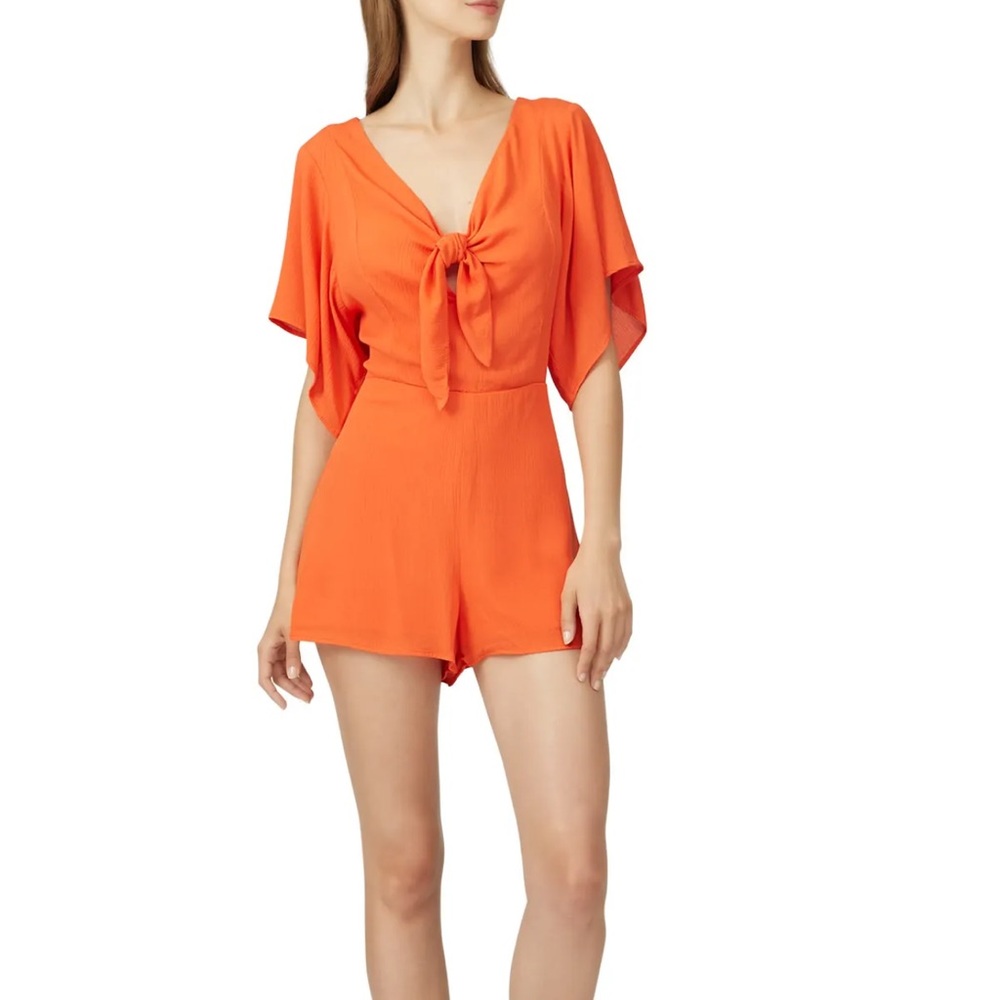 Louna Vibrant Orange Tie-Front Romper